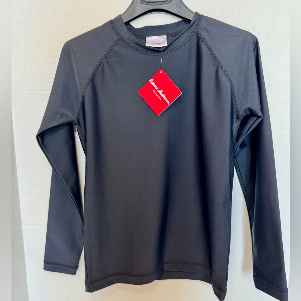 Hanna Andersson Black Long Sleeve Kids Swim Rash Guard